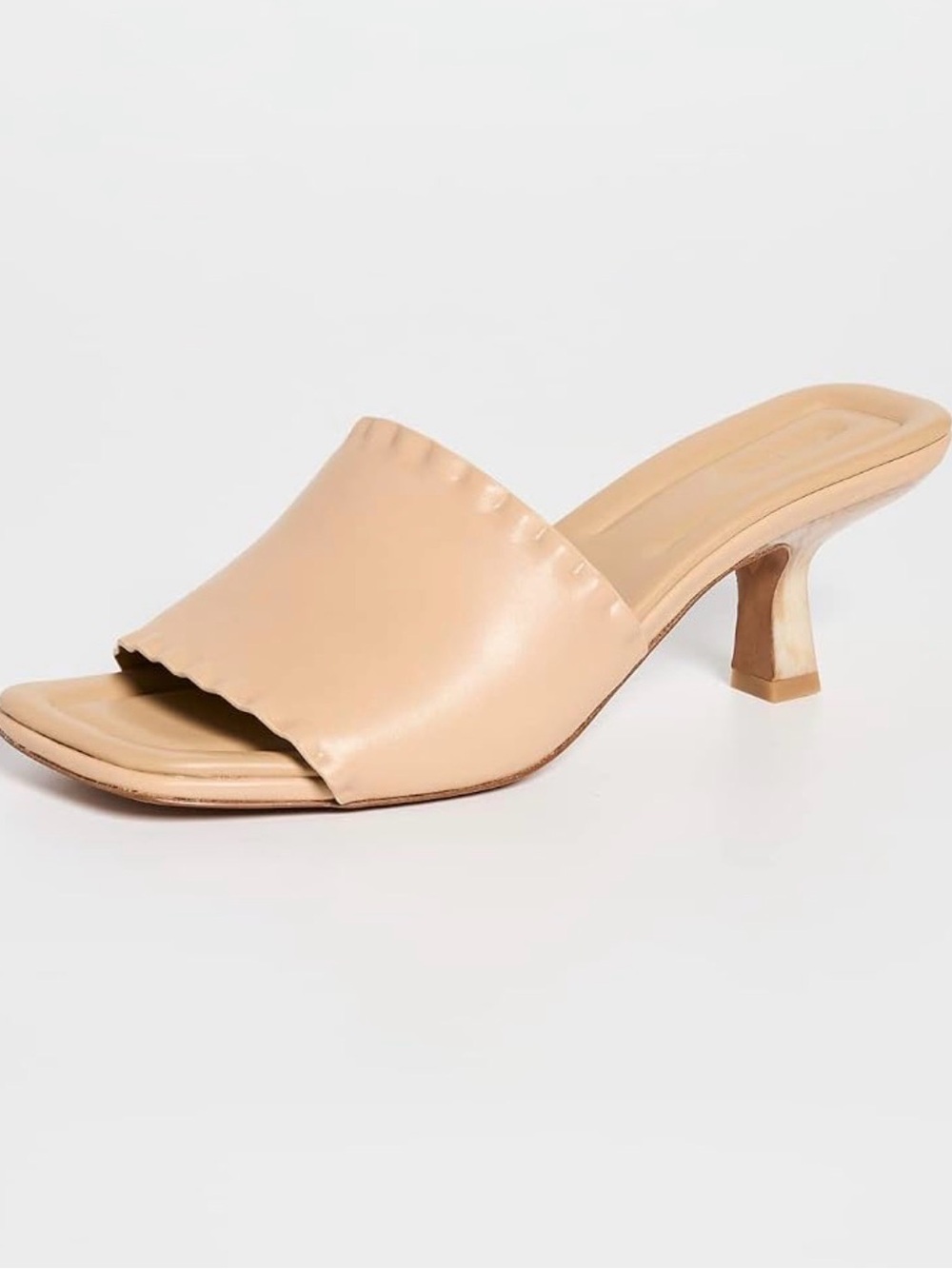 Vince Beige Open-Toe Kitten Heel Mules